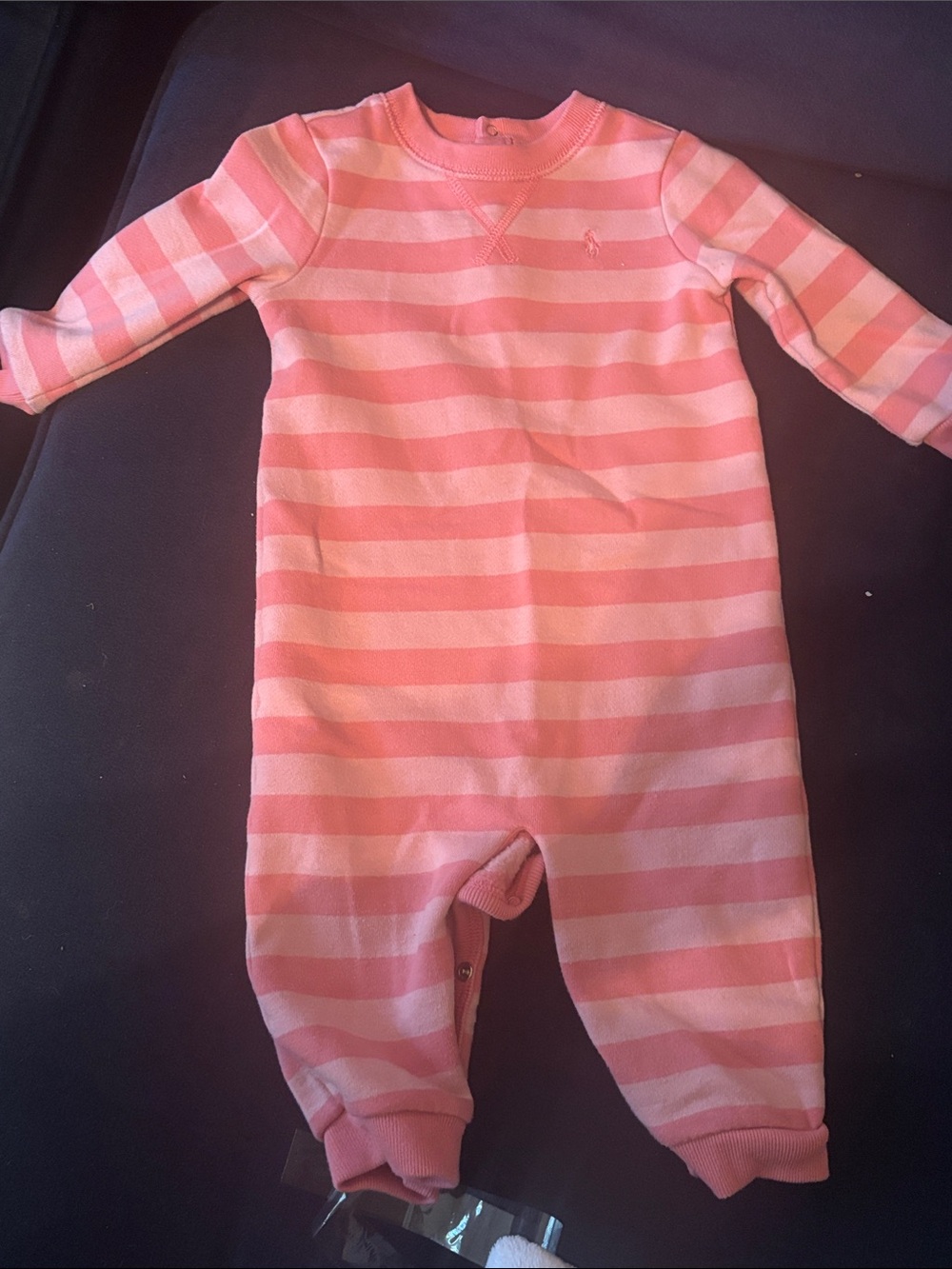 Polo by Ralph Lauren Pink Striped Long-Sleeve Baby One-Piece